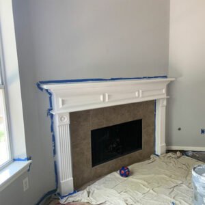 Interior painting of the fireplace trim
